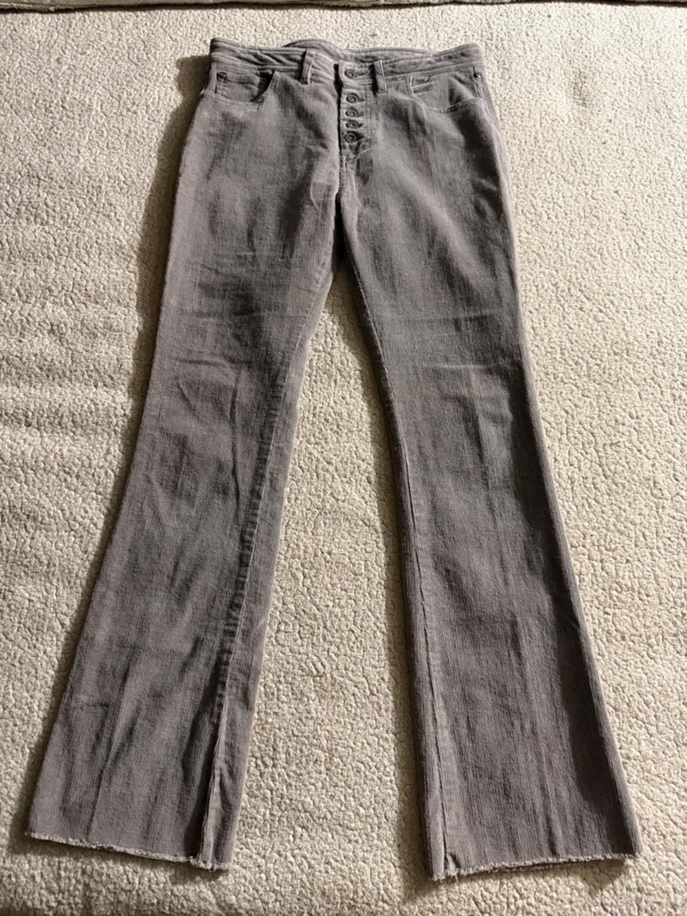 Boundless North Gray Corduroy High Rise Button-Fly Flare Jeans 29